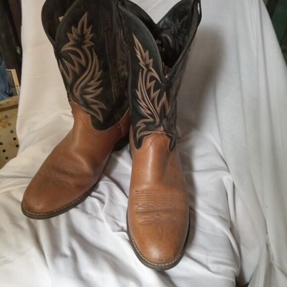 Laredo 4248 Men's Western Boot 2 Tone Brown Embossed 12D - Picture 1 of 12